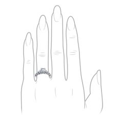 a woman's hand with an engagement ring on her finger, drawn in pencil