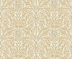 an ornate wallpaper pattern in gold and white