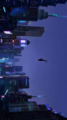 an image of a sci - fi city at night