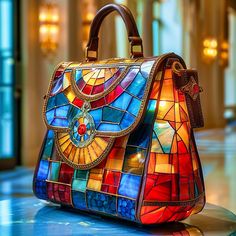 Discover the mesmerizing fusion of ancient artistry and modern luxury with the "Aztec Stained Glass Elegance" collection. Each handbag in this stunning series is a masterpiece, meticulously crafted to capture the vibrant spirit and intricate beauty of Aztec culture through the medium of stained glass art. Artistic Multicolor Shoulder Bag Perfect For Gifting, Artistic Multicolor Square Shoulder Bag, Artistic Satchel Shoulder Bag, Artsy Multicolor Rectangular Shoulder Bag, Multicolor Artwork Bags As Gifts, Artistic Multicolor Bags With Artwork, Artistic Multicolor Bag With Artwork, Aztec Culture, Aztec Art