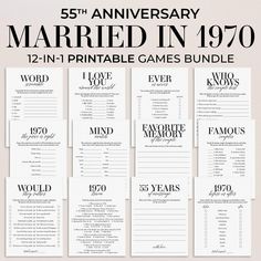 the wedding games bundle is shown in black and white, with text that reads married in 1970