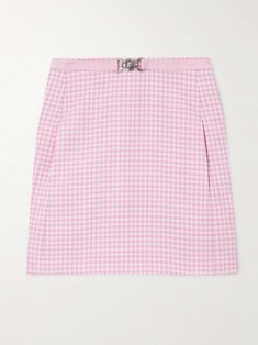 Luxury Belted Elegant Mini Skirt, Luxury Pink Skirt, Versace Metallic Skirt, Versace Mini Skirt, Versace Skirt, Magnolia Colors, Wool Mini Skirt, Versace Belt, Estilo Preppy