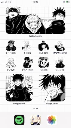 an iphone screen showing different anime characters