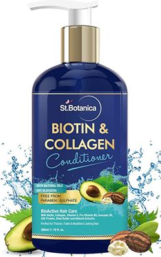 StBotanica Biotin & Collagen Hair Conditioner 300ml - For Thicker Fuller and Healthy Hair with Pro-Vitamin B5 E Saw Palmetto & Shea Butter Coconut Hair, Saw Palmetto, Organic Virgin Coconut Oil, Hair Shedding, Healthier Hair, Hair Follicles, Hydrolyzed Collagen, Vitamin B5, Nourishing Hair