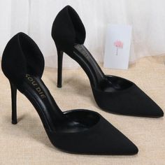 Elegant Black Suede Evening Party Womens Shoes 2020 10 cm Stiletto Heels Pointed Toe High Heels Evening Party, Suede Heels, Types Of Shoes, Black Suede, Stiletto Heels, Heel Height, Shoes Heels, High Heels, Pumps