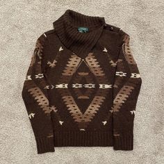 Vintage Lauren Ralph Lauren Aztec Sweater Southwestern Tribal Pattern Size M. Condition Is Pre-Owned. Shipped With Usps Priority Mail. Sweaters Vintage, Aztec Sweater, Lauren Brown, Ralph Lauren Sweaters, Ralph Lauren Sweater, Lauren Ralph Lauren, Scoop Neck, Sweaters For Women, Ralph Lauren