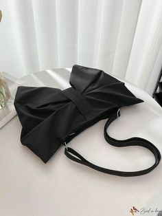 Bird in Bag - Womens Irregular Shaped Bowknot Crossbody Bag in Black - 1 Piece Black Party Bags With Bow Detail, Black Bow Shoulder Bag For Party, Black Rectangular Bag With Bow, Chic Black Bag With Bow, Black Shoulder Bag With Bow, Novelty Bags, Bird In Bag, Bag Bag, Embroidery Details