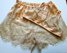 Hey, I found this really awesome Etsy listing at https://www.etsy.com/listing/958581191/vintage-inspired-apricot-and-ecru-silk Fitted Cream Lace Sets, Cream Lace Fitted Sets, Cream Lace Trim Bottoms For Wedding, Cream Lace Wedding Bottoms, Tap Pants, Gold Slides, Hand Embroidered Flowers, Lingerie Sets, French Seam