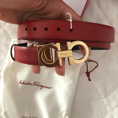 Salvatore Ferragamo Belt | New W/Tag | Red | Size: 100 | Retail Price: $375 Ferragamo Belt Women Outfit, Salvatore Ferragamo Belt, Ferragamo Belt, Red Belt, Salvatore Ferragamo, Belts, Women Accessories, Collage, Red