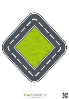 an image of a road in the shape of a square with leaves on it and text that