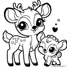 the little deer and her baby are standing next to each other