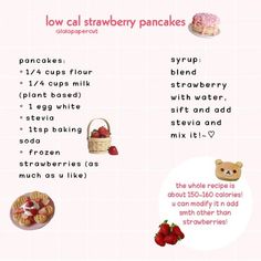 the instructions for how to make strawberry pancakes