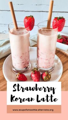 Strawberry Korean Latte Korean Milk, Strawberry Latte, Vegan Drinks, Simply Delicious, Yummy Drinks, Bon Appetit, Glass Of Milk, Milk, Benefits