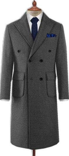 Gray Wool Single-breasted Outerwear, Winter Business Tweed Pea Coat, Business Tweed Pea Coat For Winter, Classic Long Tweed Pea Coat, Fitted Long Gray Pea Coat, Classic Tweed Pea Coat For Formal Occasions, Classic Gray Wool Coat For Winter, Winter Gray Blazer With Double Button Closure, Fitted Gray Wool Coat With Pockets