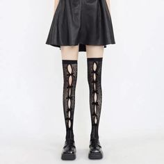 𝔇𝔢𝔱𝔞𝔦𝔩𝔰: Style: Kawaii, Kawaii Goth, Egirl Material: Lace & Spandex Quantity: 1 pair Highlights: Features the bow-tie decoration & fishnets tights Easy to style with platform shoes and adds warmth to your body Enjoy free shipping with a purchase of over 80$ Harajuku Style Black Thigh High Legwear, Black Harajuku Style Thigh High Hosiery, Black Thigh High Harajuku Style Hosiery, Black Fitted Harajuku Stockings, Fitted Black Harajuku Stockings, Harajuku Style Thigh-high Stretch Stockings, Harajuku Style Black Stretch Legwear, Stretch Black Harajuku Legwear, Black Harajuku Style Stretch Legwear