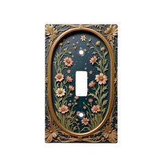 a decorative light switch cover with flowers on it