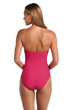 Removable straps make tanlines optional when you choose this ruched one-piece swimsuit designed with powermesh for a supportive, shaping fit. Pull-on style Removable, adjustable straps Removable cups Moderate back coverage 80% nylon, 20% elastane Hand wash, line dry Imported lined Nylon Swimwear With Built-in Cups For Pool, Pink Ruched Underwire Swimwear, Pink Underwire Ruched Swimwear, Pool Tankini With Ruched Back, Strapless Ruched Nylon Swimwear, Nylon Swimwear With Moderate Back Coverage For Pool, Nylon Lined Tankini, Swimwear With Built-in Cups And Underwire, Strapless Nylon Swimwear For Pool