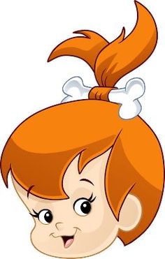 a cartoon girl with red hair and a bow on her head