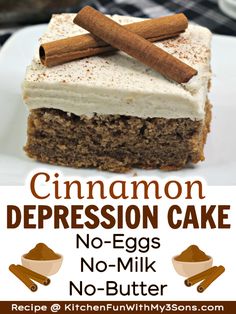 Cinnamon Crazy Cake (or Depression Cake) is a delicious dessert with zero eggs, milk or butter. This dessert is tasty and full of cinnamon flavors. #recipes #dessert Crazy Cake Recipes, Wacky Cake Recipe, Wacky Cake, Crazy Cake, Cinnamon Cake, Cinnamon Recipes, Crazy Cakes, Cake Mix Recipes, Cake With Cream Cheese