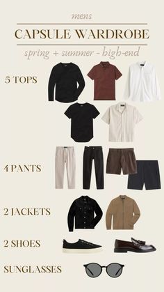 Spring - Summer - Capsule Wardrobe - Mens  #LTKSeasonal#LTKstyletip#LTKSpringSale Men’s Capsule 2024, Men Summer Wardrobe, Men Capsule Wardrobe Summer, Mens Capsule Wardrobe Casual, Men Capsule Wardrobe, Mens Capsule Wardrobe, Mens Minimalist Wardrobe, Dressing Sense For Men, Capsule Wardrobe For Men