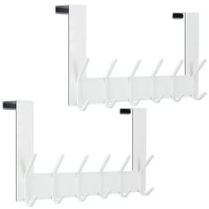 PRICES MAY VARY. Overall sizes: 15-3/8”L * 3-1/4”W * 4-1/2”H; This over the door hooks fit most doors from 1 3/8 inch to 1 3/4 inch thick;White over the door hook rack with 6 hooks 【PROTECT DOOR】: The white over the door towel rack padded with skillful sponge behind, anti-scratches on door, reduce noise when close the door. The white over door hanger keeps your towels/clothes from falling out/scratching. 【NO DRILLING NEED】Instantly install white over the door coat rack clothes hanger for door,ba Over The Door Towel Rack, Door Coat Rack, Door Coat Hanger, Door Towel Rack, Over The Door Hook, Over The Door Hanger, Over The Door Organizer, Laundry Room Closet, Door Rack