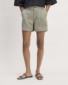 The Utility Short in Buttersoft Sage Green – Everlane Modern Bottoms With Pockets For Daywear, Modern Daywear Bottoms With Pockets, Everyday Bottoms With Patch Pockets In Short Length, Relaxed Fit Bottoms With Pockets By Everlane, Everyday Bottoms With Patch Pockets And Short Length, Everlane Cotton Bottoms With Pockets, Casual Everlane Bottoms With Pockets, Everlane Casual Bottoms With Pockets, Everlane Bottoms With Pockets For Spring