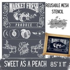 a chalkboard sign with the words market fresh and produce on it