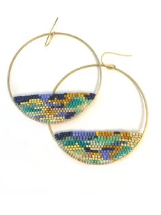 Caroline Large Beaded Hoop Earrings - Etsy Seed Bead Tutorial, Earring Tutorial, Beaded Hoop Earrings, Beaded Hoops, Brick Stitch, Bead Jewellery, Seed Bead Jewelry, Earrings Etsy, How To Make Earrings