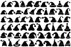 black and white silhouettes of wizard hats