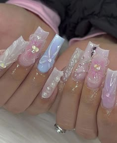 Cutesy Nails, Romantic Nails, Girly Acrylic, Cute Nail Ideas, Girly Acrylic Nails, Jelly Nails