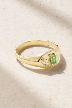 STONE AND STRAND's signet ring has a pear-cut diamond and vibrant emerald nestled in a romantic Toi et Moi setting, making it a sweet gift for someone you love. It's handcrafted from 10-karat gold and meant to be worn on your pinky. Jewelry Mood Board, Pinky Signet Ring, Stone And Strand, Diamond Signet Ring, Emerald Ring Gold, Emerald Diamond Ring, White Diamond Ring, Pear Cut Diamond, Gold Signet Ring