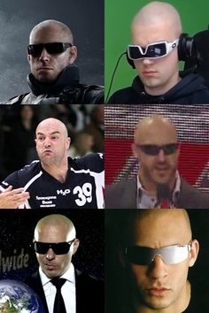 several different pictures of men with sunglasses on