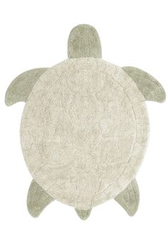 an animal rug with a turtle on it's back, in grey and white