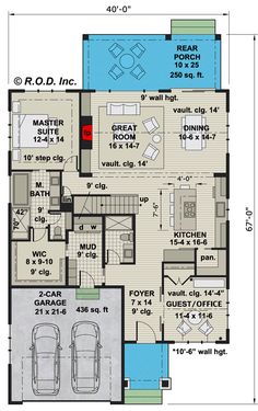 This stunning 2-story Modern Farmhouse plan gives you 2,240 square feet of heated living space and - depending on how you configure it - gives you 3 to 4 bedrooms, 3 bathrooms plus 267 square feet of expansion space over the 2- (or 3-) car garage. From the charming covered front entryway, you’ll step into an elegant foyer with sight lines through to the open living space that holds the kitchen, great room, and dining area. The spacious great room features a cozy fireplace flanked by built-ins an Ocean Cottage, 3 Bedroom House Plans, Modern Farmhouse Cottage, House Plans With Pictures, Basement House Plans, Porch House Plans, Plumbing Drawing, Open Space Living