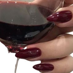 wine • red • burgundy • nails • cute • inspo • fall • winter • hot • ideas • nail • gel • polish • dark • academia • cute • lovely • inspiration Glass Of Red Wine, Red Nail Polish, Red Nail, Nail Swag, Dream Nails, Pretty Acrylic Nails, Nails Short, Nail Arts, Red Aesthetic