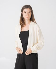 Silk Bomber Jacket Chic Outerwear With Blouson Sleeves For Work, Silk Outerwear For Daywear In Fall, Silk Outerwear For Fall Daywear, Chic Silk Outerwear For Daywear, Casual Silk Outerwear For Work, Bulk Fabric, Chinese Silk, Fine Fabric, Black And Navy