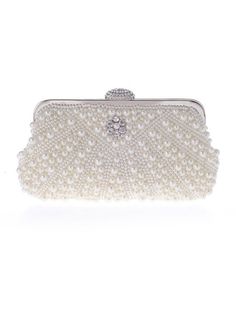 JJ's House Clutch Bags Imitation Pearl 9.45\"(Approx.24cm) Wedding Ceremony Party Girly 1.18\" (Approx.3cm) Magnetic Closure Beading Clutches & Evening Bags. #JJ's House #ClutchBags #ImitationPearl #Wedding #CeremonyParty #Girly #MagneticClosure #Beading #Clutches&EveningBags Pearl Clutch Bag, Pearl Clutch, Bridesmaid Clutches, Bridal Purse, Embellished Clutch, Evening Purse, Evening Clutch, Small Wallet, Womens Purses