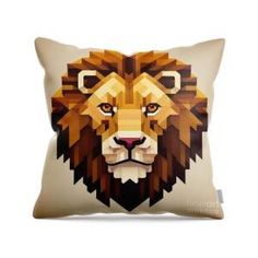 a pillow with a lion's head on it