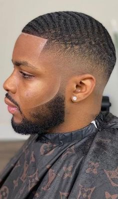 Black Men Hairstyles Fade Waves, Hair Fades For Men Black, Faded Waves Haircut, Wave Mens Hair, Black Mens Hairstyles Fade Short, Waves Fade Black Men, Black Man Waves Haircut, Short Fade Haircut Men Black, Wave Fade Haircut