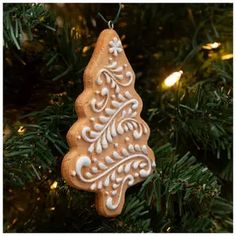 a christmas ornament hanging from a tree