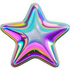 a shiny star shaped object on a white background with no image to describe, it's an iridescent color