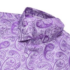 High Quality Fabric：2400 Stitches woven jacquard makes the paisley dress shirt more three-dimensional, not easy to wrinkle, no fading, no shrinkage. The paisley dress shirt allows you to maintain an elegant gentleman image on any occasion.Style and Design: Floral print pattern, regular fit, long sleeve, spread collar, Adjustable cuff, button down closure, The button of the neckline can be adjusted according to business or leisure occasions. The neckline has more three -dimensional sense, so that Fitted Purple Shirt For Formal Occasions, Fitted Purple Dress Shirt For Semi-formal Occasions, Purple Fitted Dress Shirt For Semi-formal Occasions, Elegant Purple Dress Shirt For Business, Elegant Patterned Shirt With Paisley Print, Necktie Set, Paisley Shirt, Purple Paisley, Floral Prints Pattern