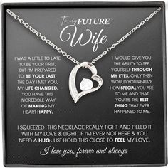 PRICES MAY VARY. GIFT FOR FUTURE WIFE: Amazing necklace jewelry. If you are looking for a gift for your Future Wife fashion designed jewelry is good. She can immediately feel your love when receiving the gift. Just pick one for your love. INSPIRATIONAL MESSAGE CARD: "To My Future Wife: I was a little to late to be your first...I Love You". A great gift to express your deep love to your lovely future wife. It is not a small item but a big surprise for your love! Suitable for any occasion such as My Future Wife, To My Future Wife, Wife Fashion, Wife Necklace, Wife Gifts, Beauty Necklace, Gifts For Fiance, Necklace Dress, Meaningful Messages