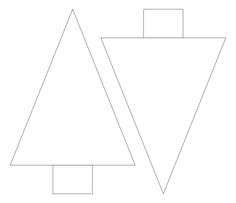 two triangular shapes are shown in the shape of an upside down triangle, with one side facing