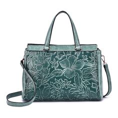 This Mellow World Salome floral satchel is perfect for daily use with a vintage touch. This Mellow World Salome floral satchel is perfect for daily use with a vintage touch. Embossed floral design Removable crossbody strap Removable/adjustable crossbody strap Handle: 5.5'' drop Exterior: 1 zip pocket Interior: 2 slip pockets and 2 zip pockets Crossbody strap length: 18.5" to 20" Zipper closure 8.5"H x 12.5"W x 4"D Gold-tone platingCONSTRUCTION & CARE Body: faux embossed leather Lining: polyester Blue Gender, Crossbody Strap, Fashion Handbags, Handbag Accessories, Embossed Leather, Gender Female, Zip Pockets, Satchel, Age Group