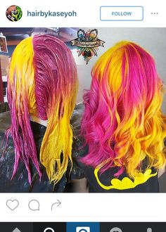 Ombre Split Dye, Princess Hairstyle, Epic Hair, Vivid Hair Color, Split Hair, Dyed Hair Inspiration, Extreme Hair, Bright Hair, Unicorn Hair