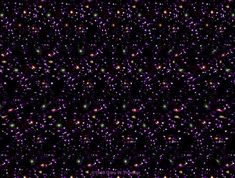 an image of many small stars in the night sky with purple and green lights on them