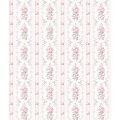 a pink and white wallpaper with roses on it's side, in the middle of