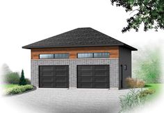 a two car garage is shown in this drawing