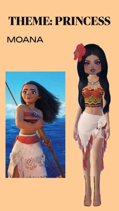 an image of moan from the disney movie, with text that reads'theme princess moana '